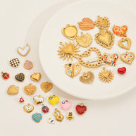 DIY Heart Bug Sun Charm Steel 18K Gold Plated JXCY1631-2406