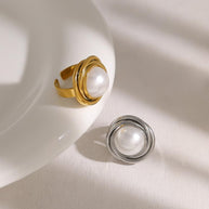 Pearl Ribbed Open Ring JSR020047
