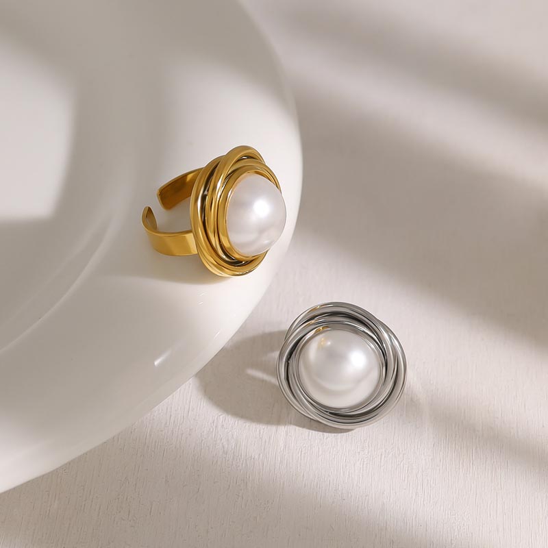 Pearl Ribbed Open Ring JSR020047