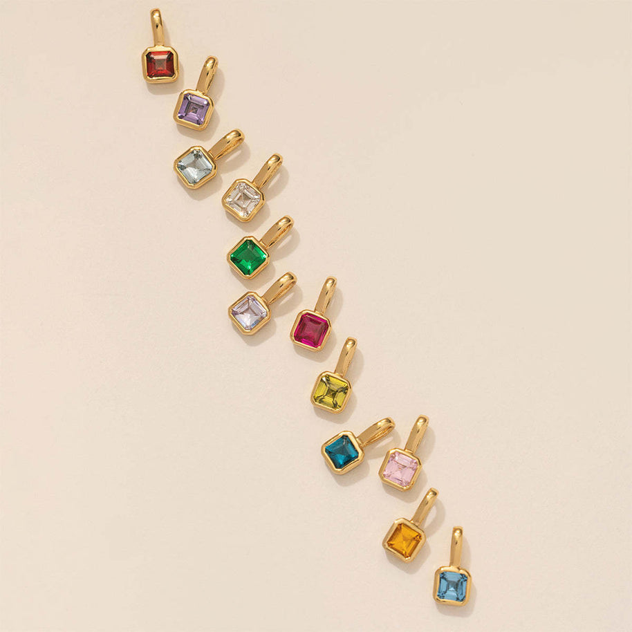 European Colorful 12 Birthstones Pendant Zircon DIY Charm