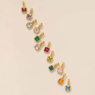 European Colorful 12 Birthstones Pendant Zircon DIY Charm