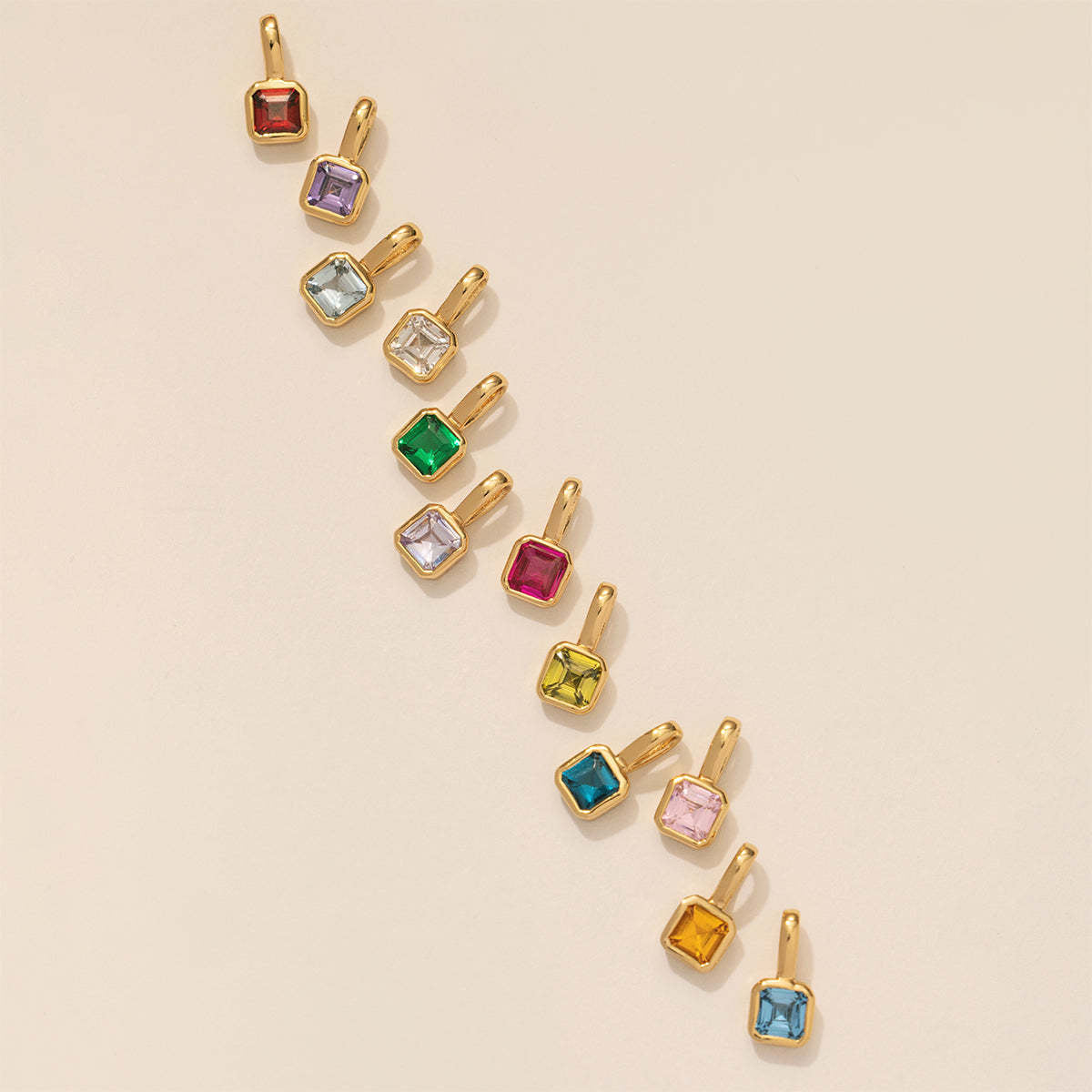 European Colorful 12 Birthstones Pendant Zircon DIY Charm
