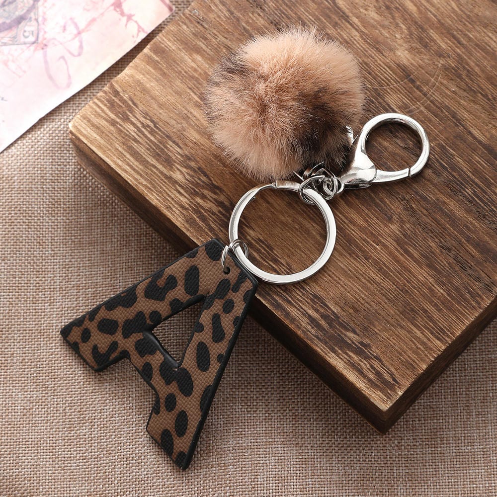 Leopard Letter Keychain | Leather Alphabet Charm | Western