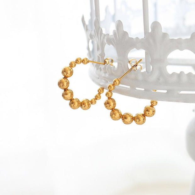 Gold Beaded Hoop Earring