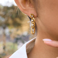 Zircon Fringe Hoops | Drop Earrings | Stainless Steel Luxury