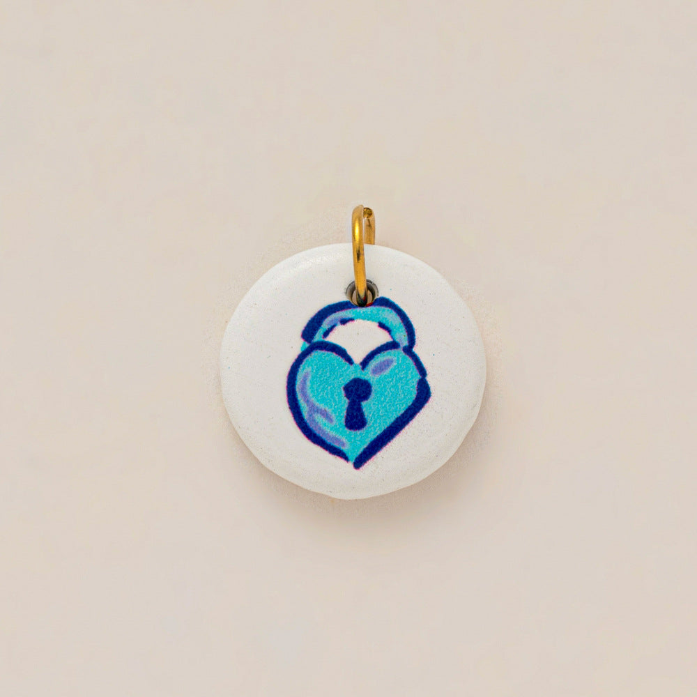 DIY Heart Lemon Pendant Colorful Enamel Steel 18K Gold