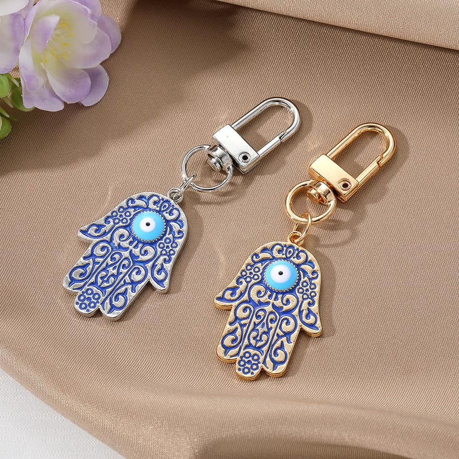Hamsa Keychain | Evil Eye Pattern | Vintage Charm