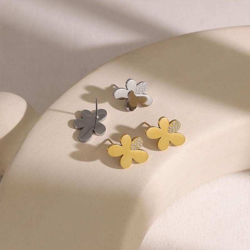 Stainless Steel Flower Stud Earring JSE010233