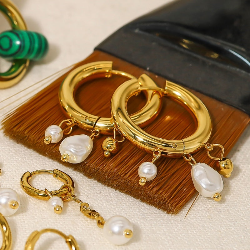 Pearl Drop Hoop Earring JSE23071704