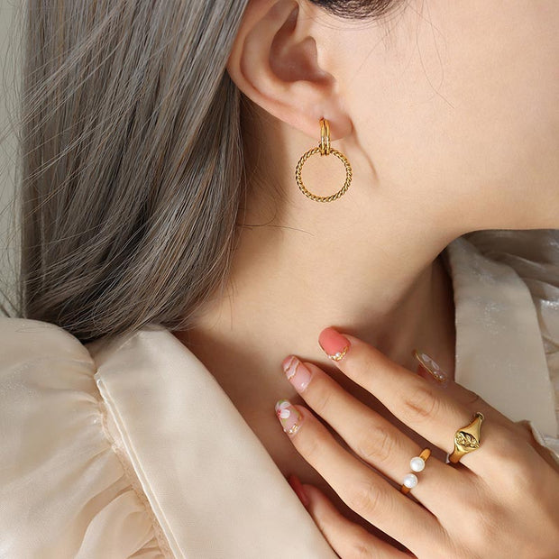 Double C Hoop Stud Earring