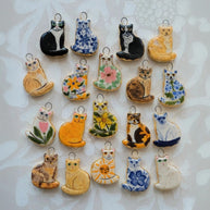 Cute Cat Ceramic Enamel Pendant Steel DIY Jewelry Wholesale