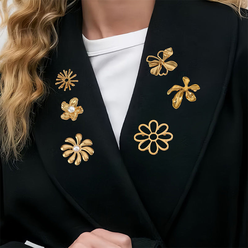 Oversized Floral Brooch | Stainless Steel Statement Pin