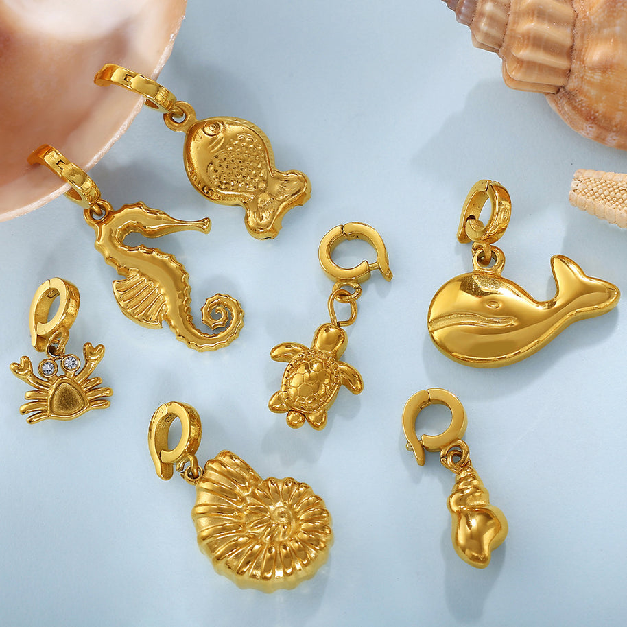 European Coastal Pendant Steel 18K Gold Plated DIY Charm