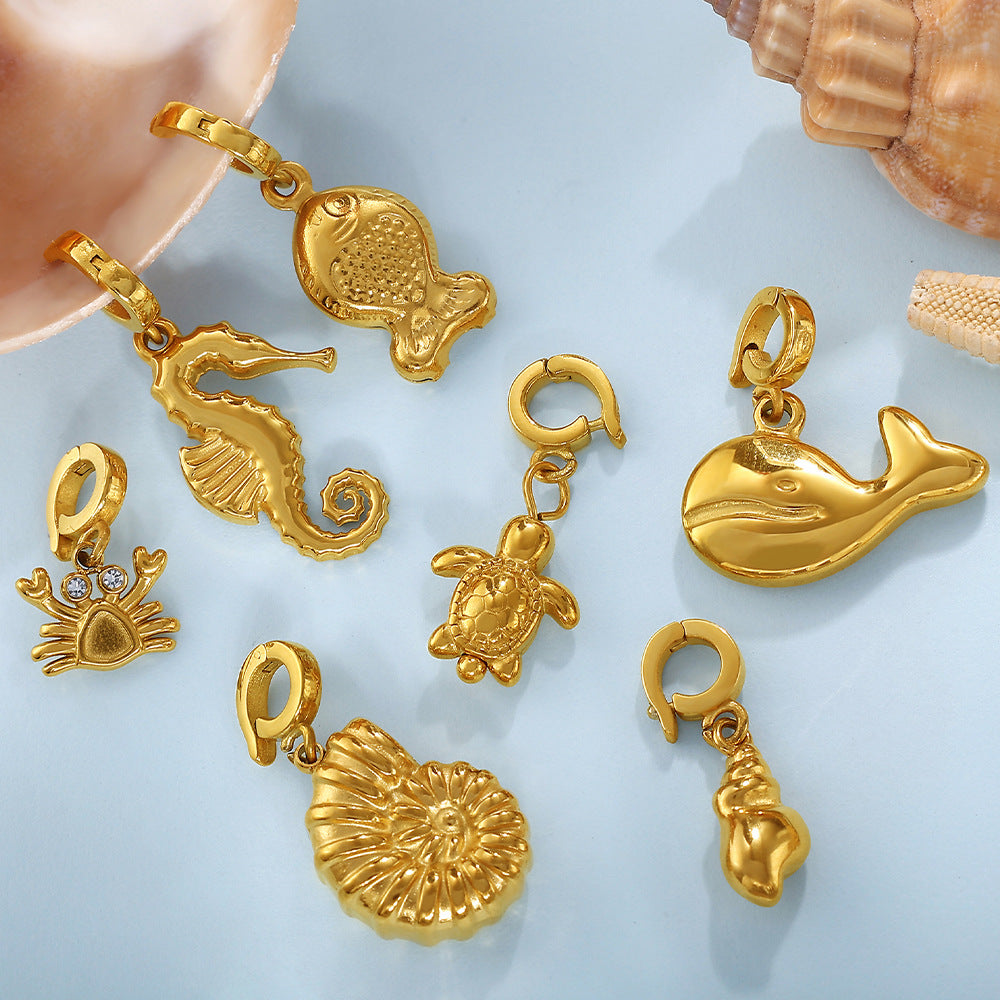 European Coastal Pendant Steel 18K Gold Plated DIY Charm