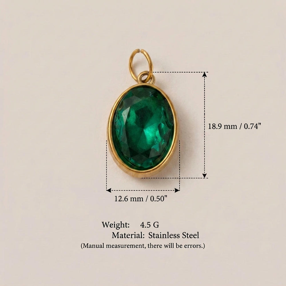 Vintage Gemstone Crystal Stainless Steel DIY Pendants Charm