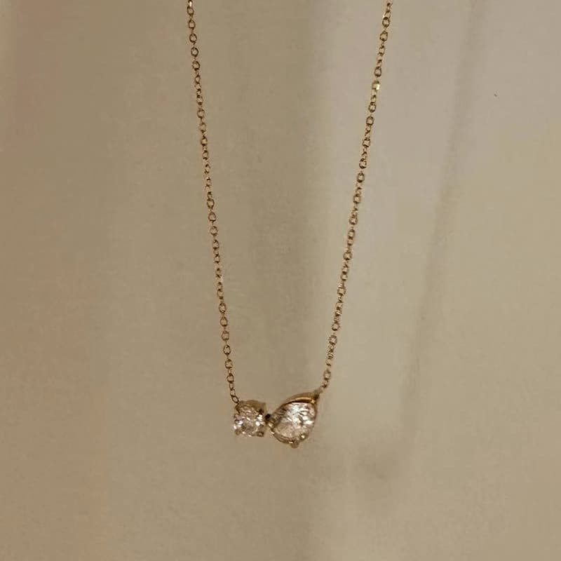 Double CZ Chain Necklace JO329