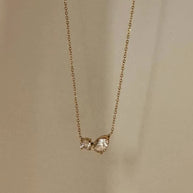 Double CZ Chain Necklace JO329