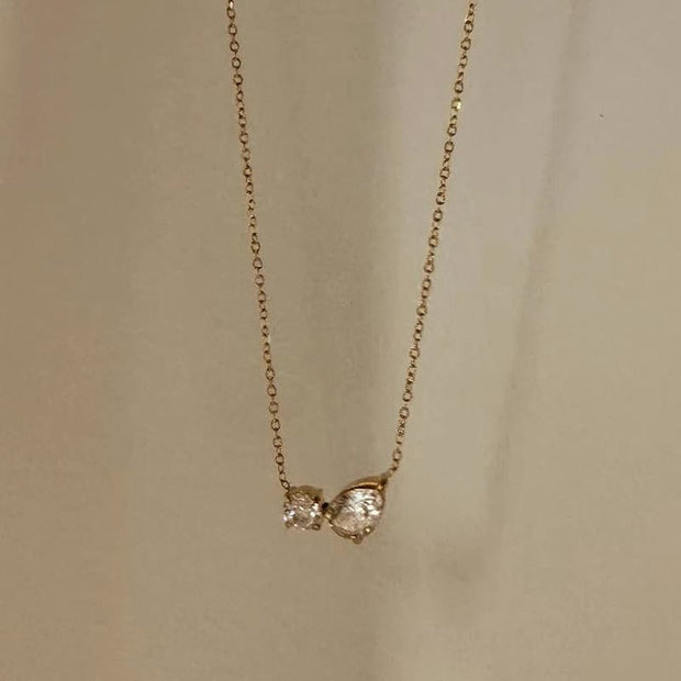 Double CZ Chain Necklace JO329
