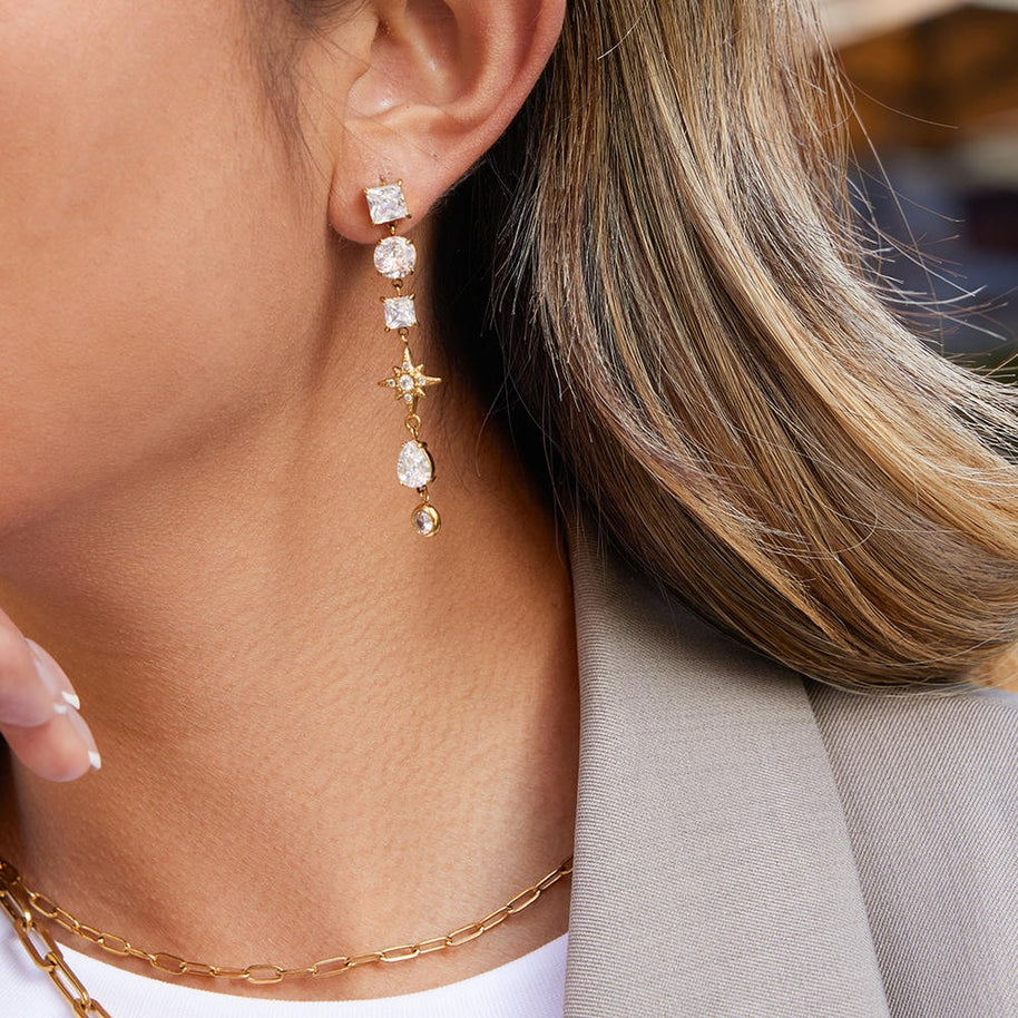 Stainless Zircon Earrings | Fringe Luxury | Hypoallergenic