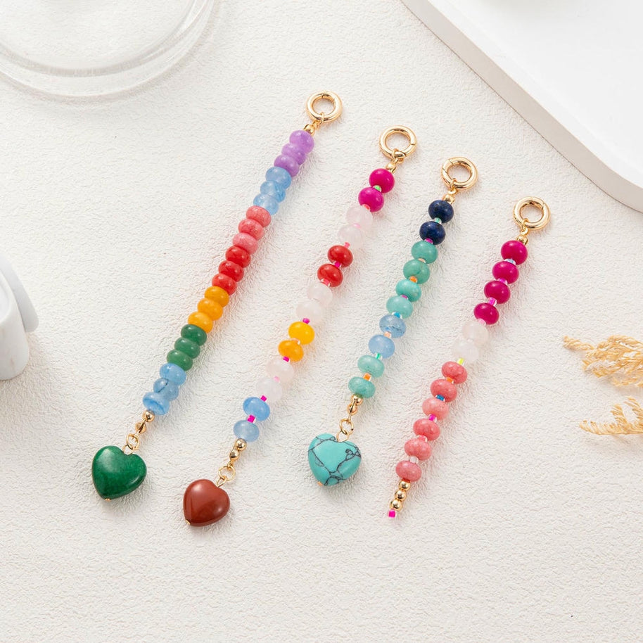 Sweet Titanium Steel Colorful Beaded Keychain Bag Charm DIY