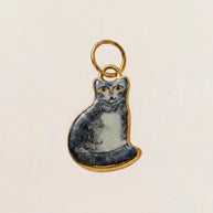 Cute Cat Ceramic Enamel Pendant Steel DIY Jewelry Wholesale