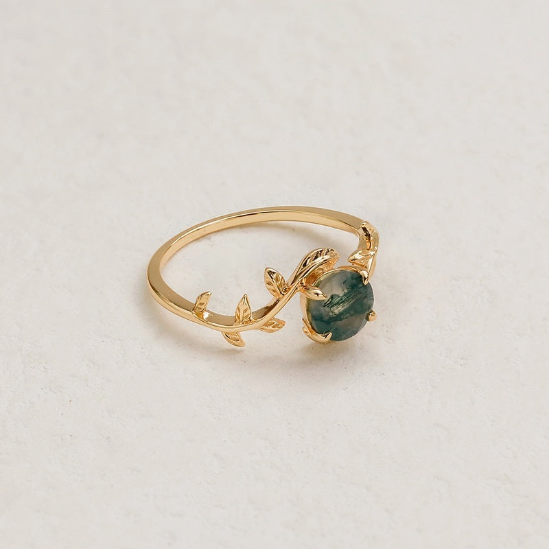 Moss Agate Leaf Ring GS2503
