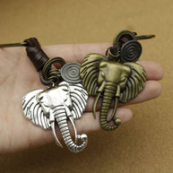 Vintage Elephant Keychain | Braided Leather Mens Gift