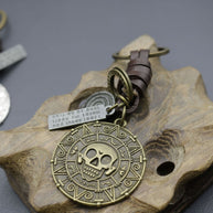 Skull Card Keychain | Braided Leather Vintage Accessory