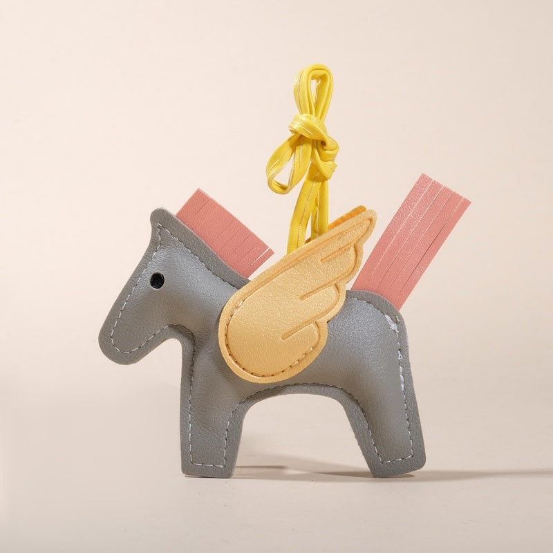 Colorful Pegasus Charm | Handmade Leather Bag Keychain Gift