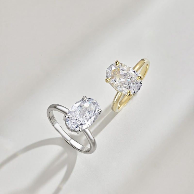 Oval  Ice Flower Cut CZ Wedding Ring JDY120849