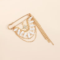 Chanel Style Brooch | 8-Point Star Tassel Pin for Dresses