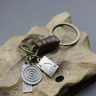Antique Copper Keychain | Braided Leather Poker Key Fob