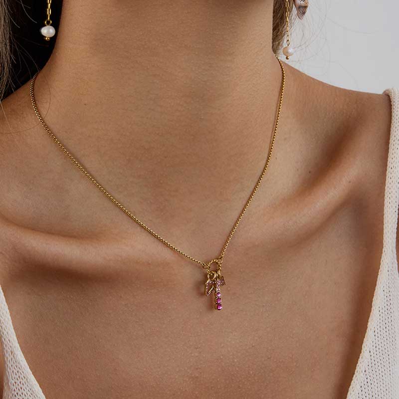 Pink Heart Charm Necklace