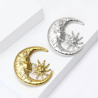 Moon and Star Brooch | Stainless Steel Relief Workmanship