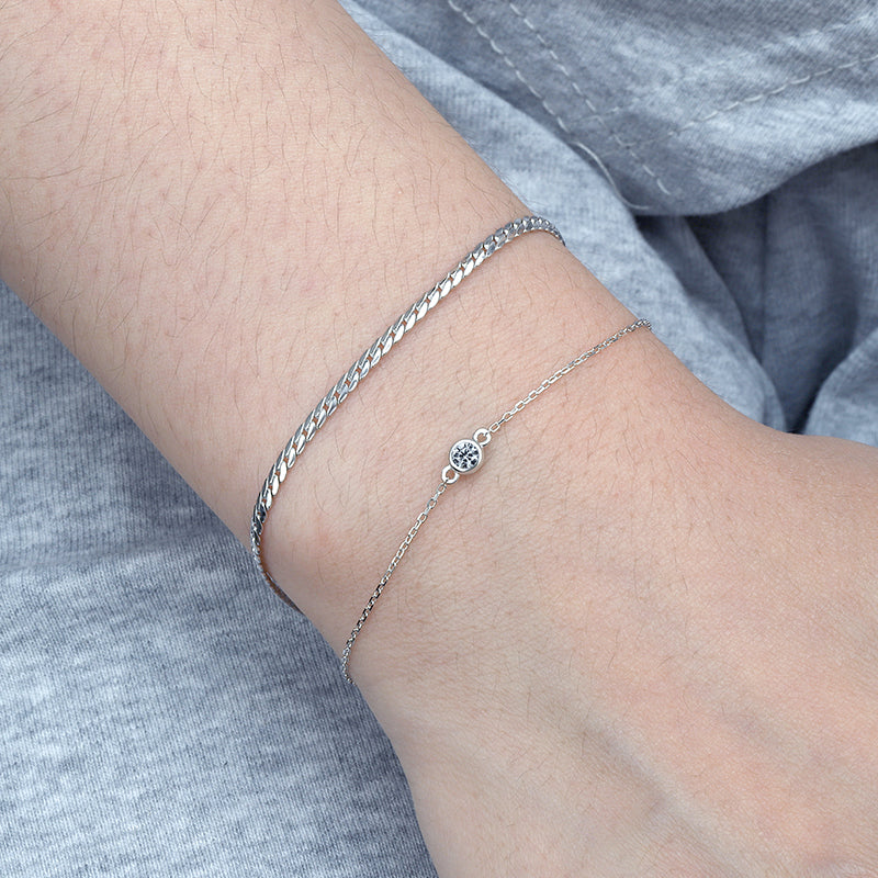 Sterling Silver Bezel Bracelet
