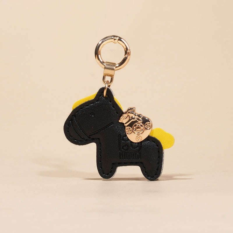 Money Horse Charm | Handmade Leather Bag & Car Keychain