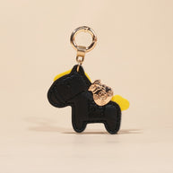 Money Horse Charm | Handmade Leather Bag & Car Keychain