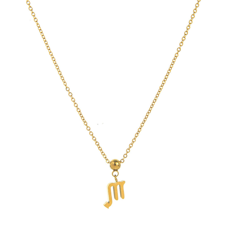 12 Zodiac Sign Charm Pendant Steel 18K Gold Tarnish Resistant