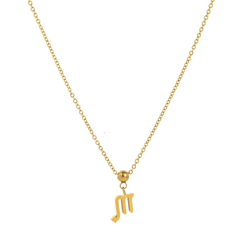 12 Zodiac Sign Charm Pendant Steel 18K Gold Tarnish Resistant