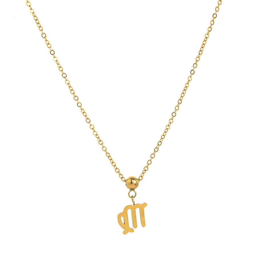 12 Zodiac Sign Charm Pendant Steel 18K Gold Tarnish Resistant