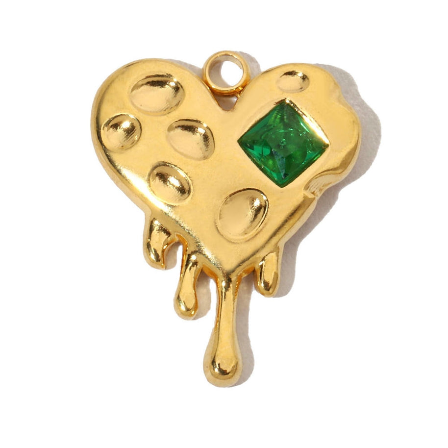 Heart Pendant | Rhinestones French Vintage Steel Charm