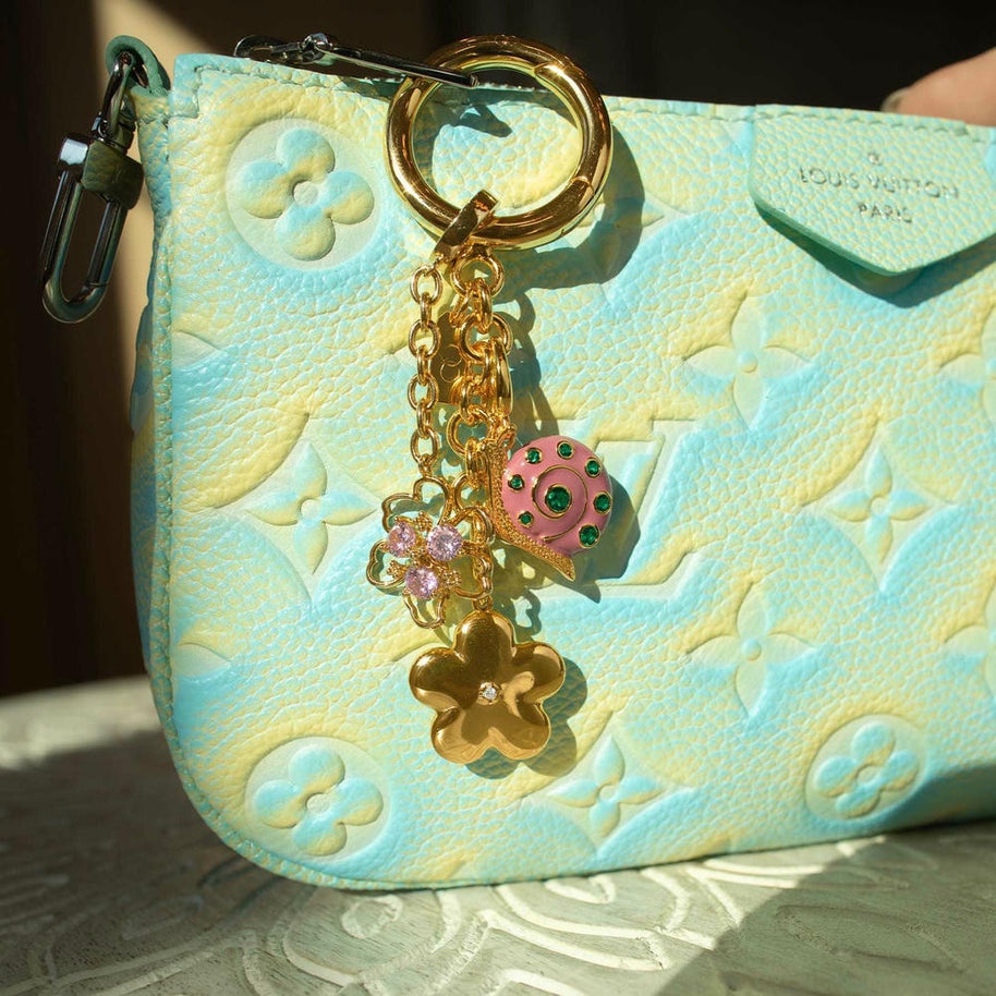 Stainless Steel Cherry Blossom flower Bag Charm Accessories