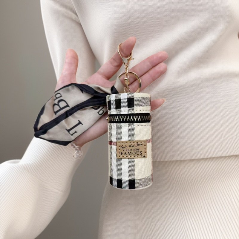 Lipstick Bag Keychain | Mini Cylinr Pouch | PVC Wallet