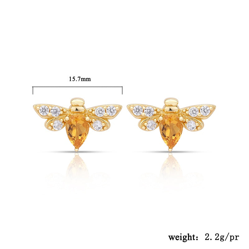 Citrine Bee Stud Earring