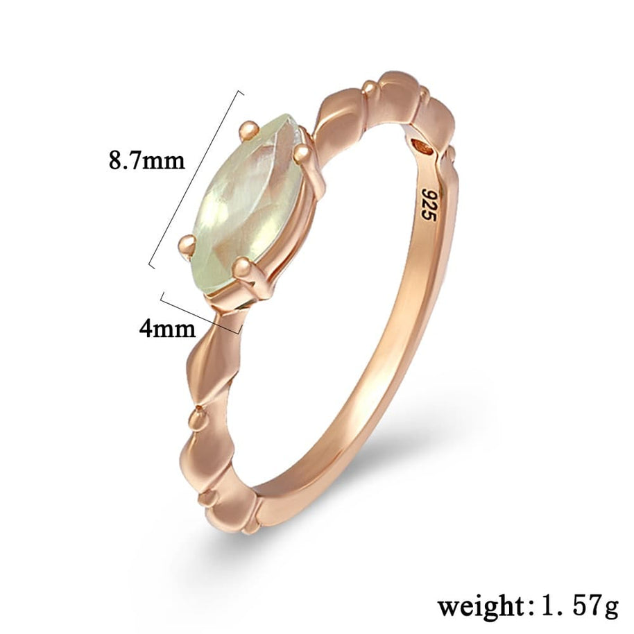Retro Prehnite Marquise Ring