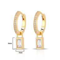 CZ Hoop Earring Baguette Charm