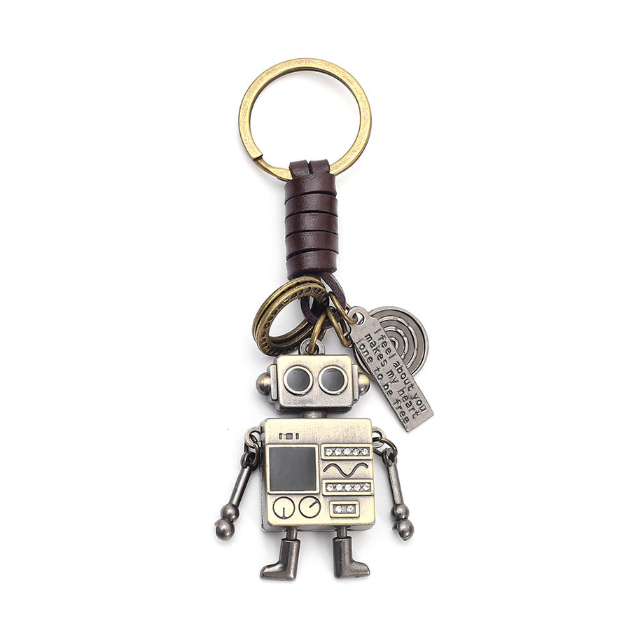 Robot Leather Keychain | Braid Bag Charm | Creative Gift