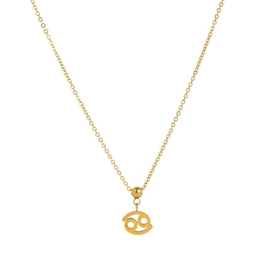 12 Zodiac Sign Charm Pendant Steel 18K Gold Tarnish Resistant