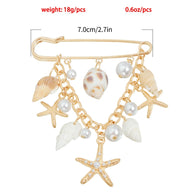 Seashell Pearl Brooch | Functional Summer Resort  Lapel Pin