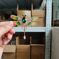 Dragonfly Insect Oil Drop Rhinestone Brooch Elegant Women's